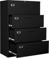 4 Drawer Filing Cabinet with Lock Metal Lateral File Cabinet Office Home Steel Lateral File Cabinet for A4 Legal/Letter Size Wide Metal Cabinet Locked,Assembly Required (4 Drawer, Black)