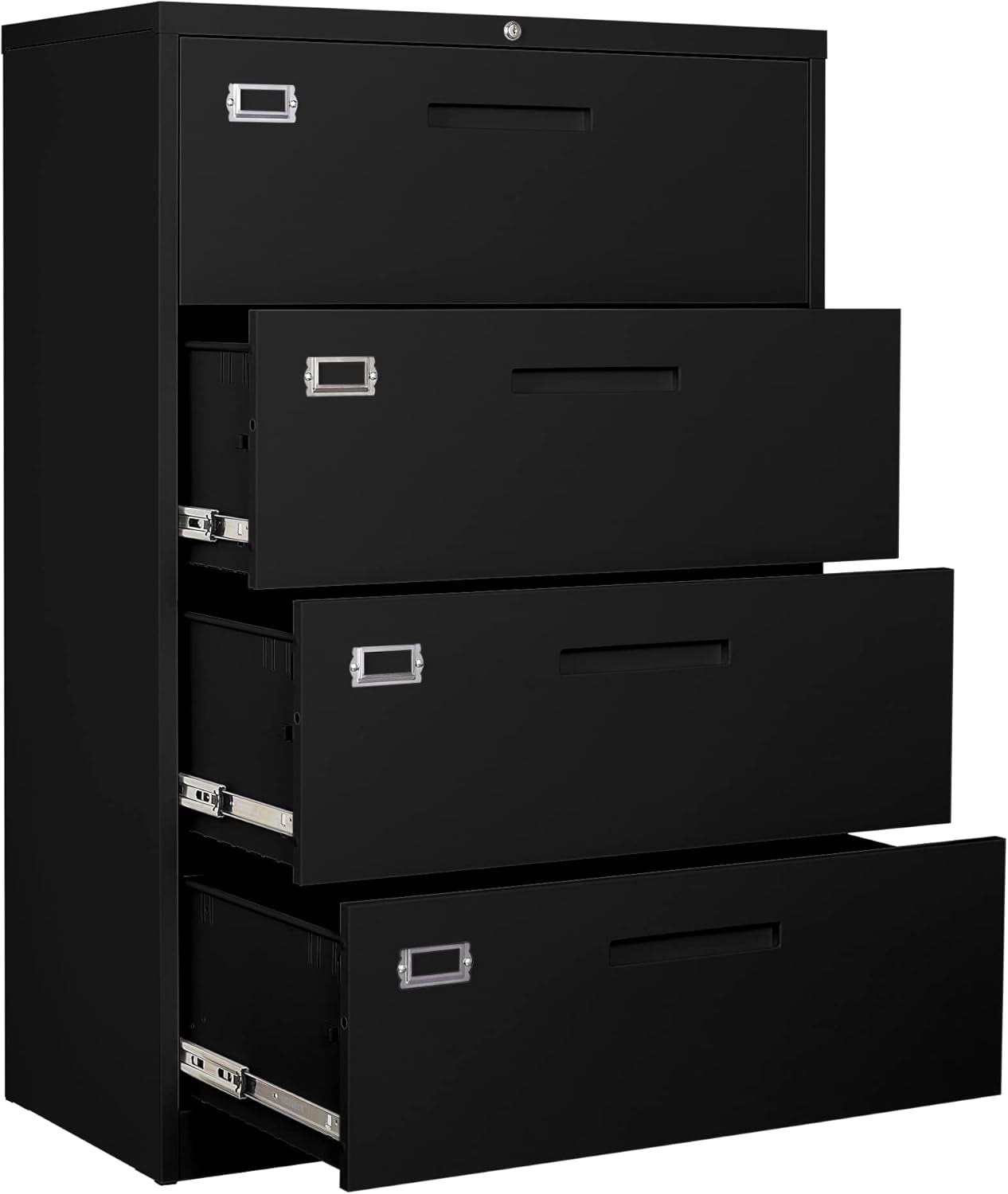 4 Drawer Filing Cabinet with Lock Metal Lateral File Cabinet Office Home Steel Lateral File Cabinet for A4 Legal/Letter Size Wide Metal Cabinet Locked,Assembly Required (4 Drawer, Black)