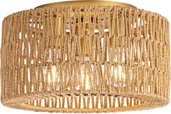 Rattan Ceiling Light Fixture, 3 Light Bohemian Modern Woven Ceiling Light, Boho Flush Mount Ceiling Light for Bedroom Living Room Dining Room, Bulb NOT Included