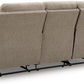 Yarrow Lane Classic Chenille Manual Pull Tab Reclining Sofa with Drop down Table and USB Charging, Light Brown