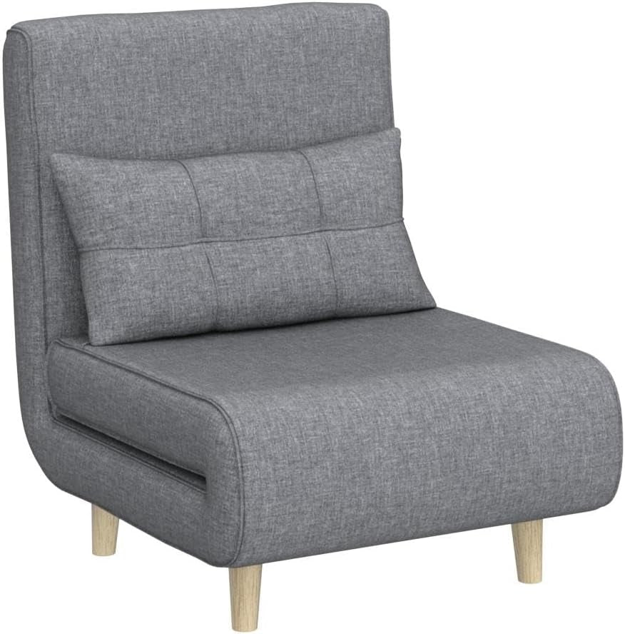 3 in 1 Sleeper Chair Bed, Convertible Chair Bed Futon Sofa with Adjustable Backrest, Accent Chair for Apartment/Bedroom/Office, Dark Grey