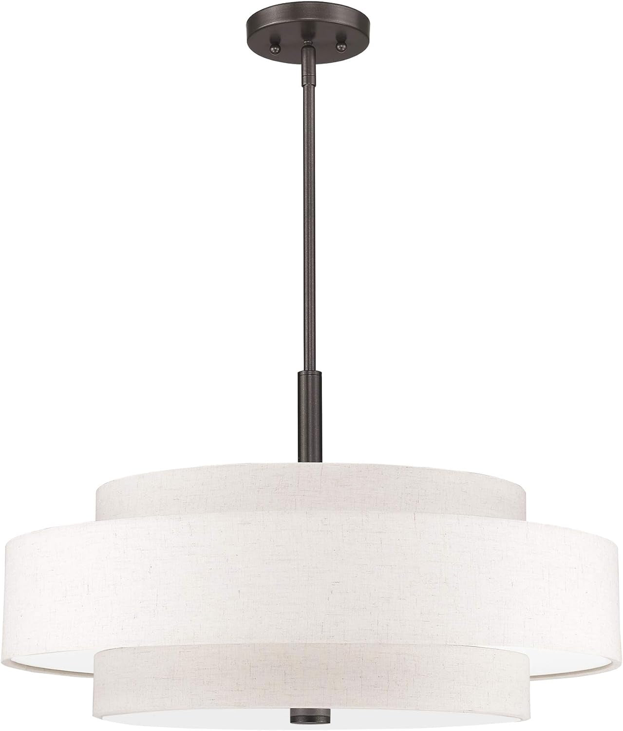 Lighting Fabric Shade 52138-92 Meridian 5 Light English Bronze Pendant