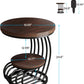 round End Side Table: Side Table with 2 Tiers Storage Shelves, Vintage End Table for Living Room, Small Bedside Table Accent Table with Arc-Shaped Frame, Rustic Brown
