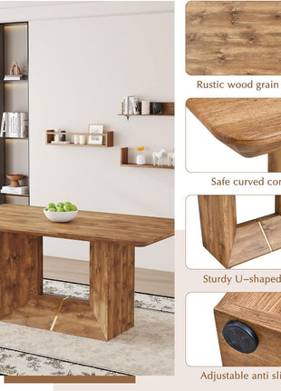 63-Inch Contemporary Dining Table Set for Six with Upholstered Chairs - Ideal for Kitchen and Dining Room, Easy Assembly Farmhouse Design