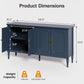 59" Buffet Cabinet with Storage, Vintage Sideboard with Adjustable Shelves & Carved Handle, Mid Century Modern Painted Credenza Coffee Bar for Kitchen, Dining Room, Navy Blue