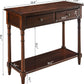 Solid Wood Console Table with 2 Drawers, 2-Tier 35.4" X 30" Accent Sofa Table with Multilayer Storage Shelf Rustic Hall Entryway Tables for Living Room Home Office-Brown