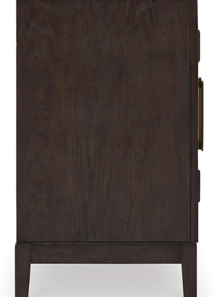 Burkhaus Traditional Dining Room Server with Dual Cabinets in Dark Brown Finish by Signature Design by Ashley