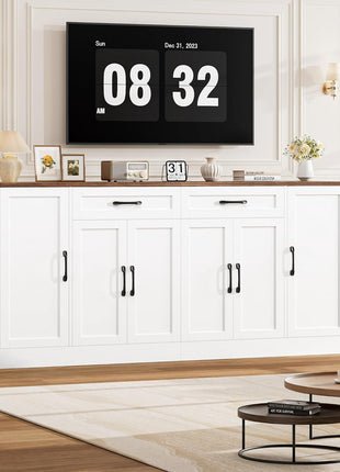 71” Large Buffet Cabinet with Adjustable Shelves and Soft-Close Doors, Versatile Wood Console Table for Kitchen and Dining Room, White Finish