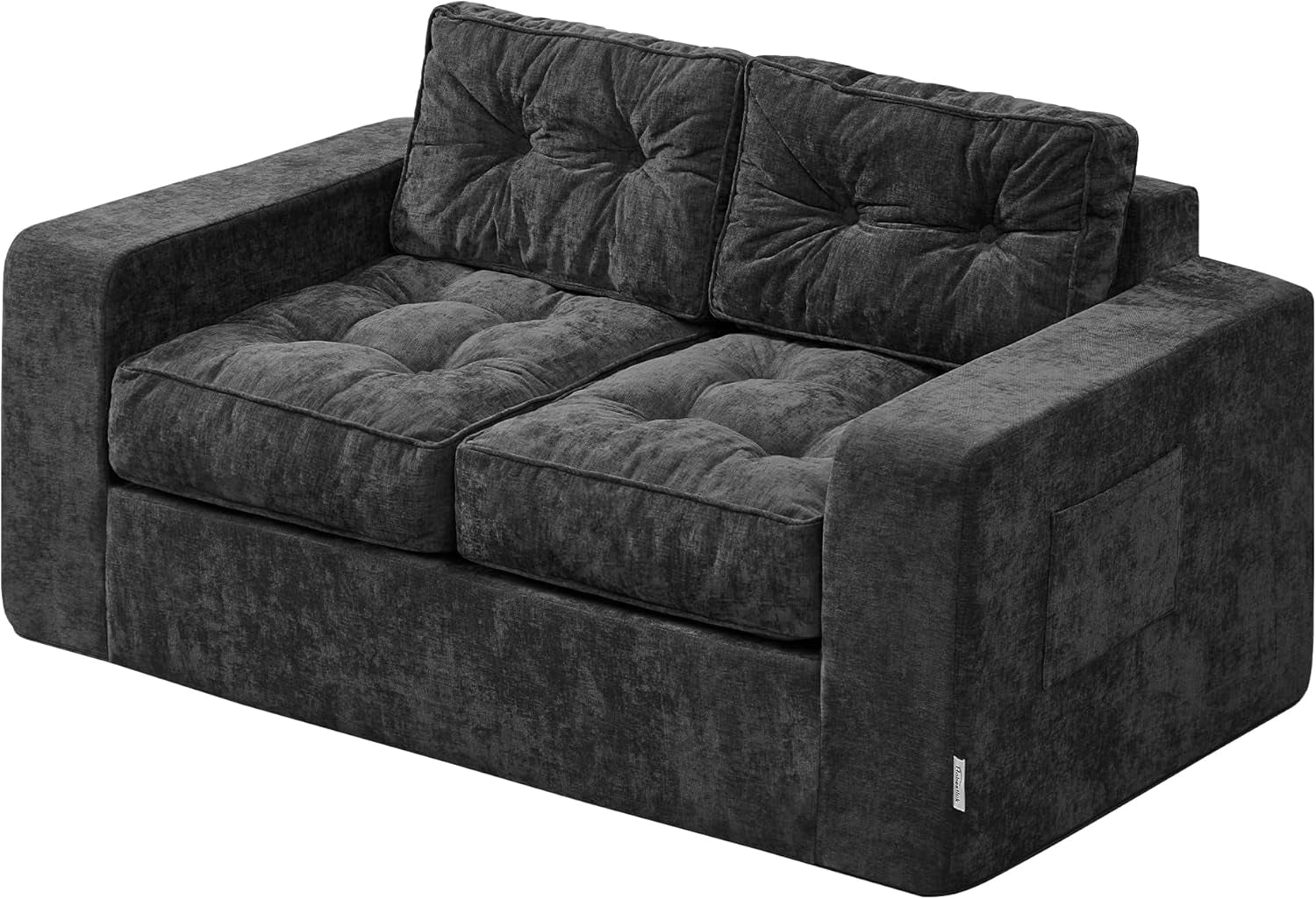 Sofa Couch Loveseat Sofa with Chenille Fabric 2-Seater Sofa for Small Spaces Comfortable Foam Floor Sofa 2 in 1 Boneless Couch for Living Room Bedroom Apartment or Office (Grey, Loveseat)