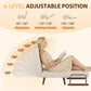 SUIYIMU Folding Chair Bed, 3-In-1 Convertible Sleeper Chair Bed, Futon Chair with 6-Level Adjustable Backrest for Guest Room Apartment Dorm, Cream Beige-Walnut