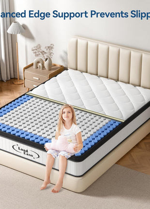 Queen Size 12-Inch Medium Firm Hybrid Mattress - Memory Foam with Individually Wrapped Pocket Springs for Pain Relief, Motion Isolation, and Edge Support (80x60x12)