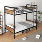 Metal Bunk Bed Twin over Twin, Industrial Bunkbeds Heavy Duty Bed with Safety Guard Rails and Space-Saving Design, Steel Bed for School, Bedroom (Vintage Brown)