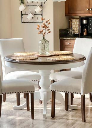 Upholstered Dining Chairs Set of 4 in Parsons Style, Beige Linen Accent Chairs with High Back for Round Kitchen Tables or Small Dining Rooms – Comfortable and Stylish