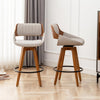 Swivel Bar Stools Set of 2 Mid Century Modern Faux Leather Upholstered Bar Height Barstools,Kitchen Island Wooden Bar Chairs,29.5-Inch Armless Counter Stools with Wood Back and Legs,Gray