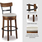 Valebeck | 30″ Farmhouse Pub-Height Swivel Barstool with Back – Upholstered Cushion, Nailhead Trim, Metal & Wood Frame, Brown