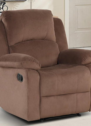 Classic Microfiber Manual Recliner Chair with Overstuffed Arms and Back for Living Room and Bedroom, Brown