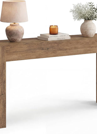 Farmhouse-Inspired Entryway Console Table with Sturdy Thick Top, Easy Assembly, Dimensions: 11.8 x 63 x 31.5 Inches, Honey Brown Finish