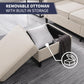 3PCS Sectional Sofa Set W/Ottoman,Modern Linen 6 Seater Couch Set with Movable Storage Ottoman & Side Pockets,3 Seat L Shaped Couch Loveseat and Armchair Living Room Furniture(3+2+1Seat/Beige)