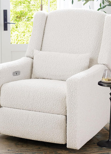 Professional Power Recliner Chair with Swivel Glider Functionality, Large Boucle Upholstered Rocker Recliner with USB Charging Port for Nursery, Bedroom, and Living Room, Cream