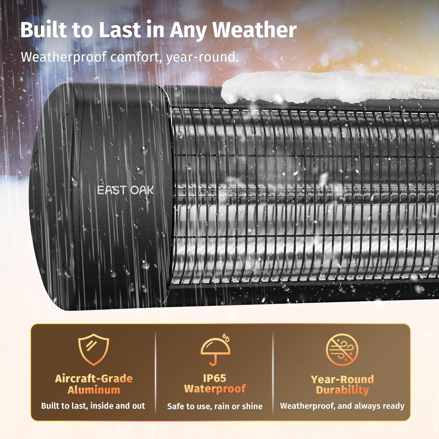 Electric Patio Heater | 1500W Wall Mounted Infrared Heater for Outdoor, Garage, Backyard, Restaurant | 24H Timer, IP65 Waterproof | 3 Heat Levels & Overheating Protection | Black