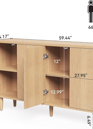 59-Inch Modern Buffet Cabinet with Storage for Living and Dining Rooms