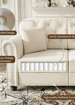 Elegant 3-Piece Chesterfield Sofa Set with Luxurious Velvet Upholstery and Stylish Nailhead Trim