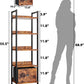 5 Tier Bookshelf with Drawer, Tall Narrow Bookcase with Shelves, Wood and Metal Bookshelves Storage Organizer, Industrial Display Standing Shelf Unit for Bedroom, Living Room, Rustic Brown