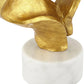 Hera Modern Glam Luxury Table Lamp Decor 31" Tall Sculptural Gold Leaf White Fabric Drum Shade Marble Base for Living Room Bedroom House Bedside Nightstand Home Office Entryway
