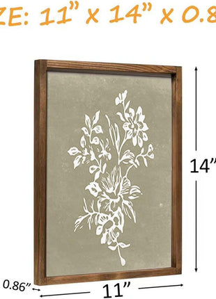 Framed Bohemian Botanical Wall Art Set of Four for Rustic Minimalist Home Decor (Brown, 11x14)