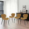 Modern Velvet Dining Chairs Set of 4, Modern Kitchen Chairs Comfortable Upholstered Armless Accent Dining Room Chairs with Metal Legs for Kitchen, Living Room, Yellowish Brown