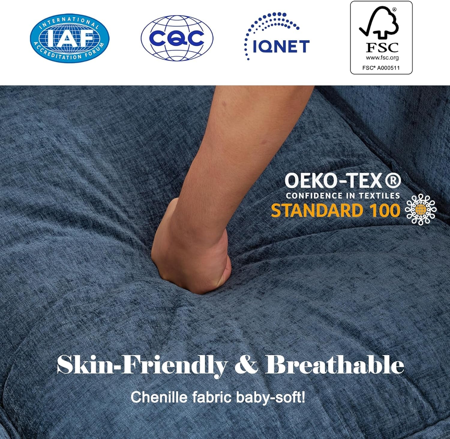 Loveseat Sofa Cloud Sofa Couch 50'', Modern Loveseats 2 Seat Couch 27" Deep Seat with 2 Pillows for Small Spaces Apartment Studio Office Bedroom Living Room 8834-BLUE