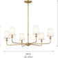 Pallas 6-Light Chandelier in Brushed Natural Brass, Classic Ceiling Light Fixture with Optional Linen Tapered Shades for Foyer, Living Room, or Dining Room, (32.25" W X 13.75" H), 52516BNB