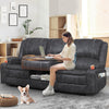 3-Seater Recliner Sofa, Manual Reclining Couch with Multi-Functional Middle Seat, Reclining Sofa for Living Room with Hidden Storage Space, Cup Holders, and Removable Console - Velvet Grey
