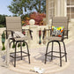 Outdoor Swivel Bar Stools Set of 2, High Top Patio Chairs with Padded Textilene Seating, All-Weather Bar Height Furniture for Kitchen or Outside, Padded Brown Textilene