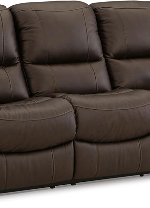 Signature Design by Ashley Leesworth Power Reclining Sofa with USB, Leather and Faux Leather, Zero Wall Design, 88-Inch Width Living Room Seating