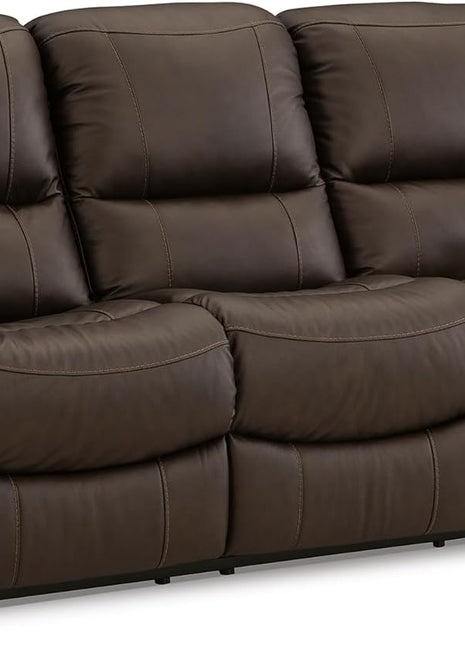 Signature Design by Ashley Leesworth Power Reclining Sofa with USB, Leather and Faux Leather, Zero Wall Design, 88-Inch Width Living Room Seating