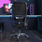 Ergonomic Office Chair - Desk Chair with Wave High Back Adjustable Lumbar Support Computer Chair - Gaming Chairs Mesh Backrest and PU Leather Seat for Home Reading Chairs to Adults(Black)