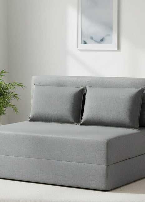 Folding Sofa Bed | Convertible Sleeper Chair for Adults, Linen Futon Chair with Pillow, Ideal for Home, Dorm, Apartment, and RV Living Rooms, Standard Size, Light Gray