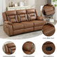 Faux Leather Manual Reclining Sofa, 3 Seat Recliner Sofa Chair, Couch Furniture for Living Room, Furniture, Meeting Room, Brown (3 Seat Sofa)