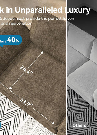 Oversized Chenille Sofa and Loveseat Set - Modern Cloud Sectional Design for Elegant Living Spaces