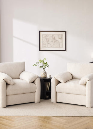 Chenille Oversized Accent Armchair - 38.6" Wide Modern Lounge Chair for Living Room and Bedroom, Upholstered Mid-Century Reading Chair in Beige