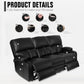 Home Theater Seating,Rv Recliner Sofa with Massage and Heat,Manual RV Recliner Loveseat with Usb/Cup Holders and Side Pocket for Living Room,3 Seater Black