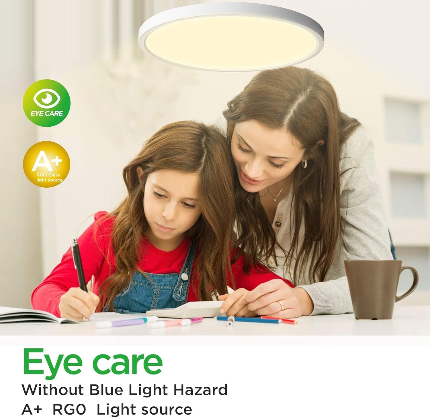 Flush Mount 12 Inch Ceiling Light (Milk White Shell), 20W Surface Mount LED Light Fixture for Bedroom Kitchen,5 Color Temperatures in One,0.94 Inch Thickness Round