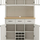 Buffet of Buffets Off-White Server with Hutch and Natural Wood Top