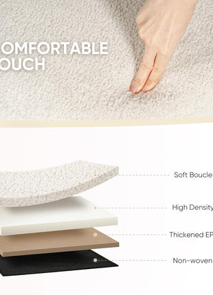 Collapsible Storage Ottoman for Living Room - Sherpa Upholstered Footrest and Bedroom Bench, 43.3 Inches, White