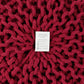 · round Pouf Ottoman - Hand Knitted Cable Boho Poof - Foot Stool Bean Bag - Home Décor Stuffed Footrest for Living Room - Nursery - Bedroom - 100% Cotton Poufs (19.5"X19.5"X14") - Red