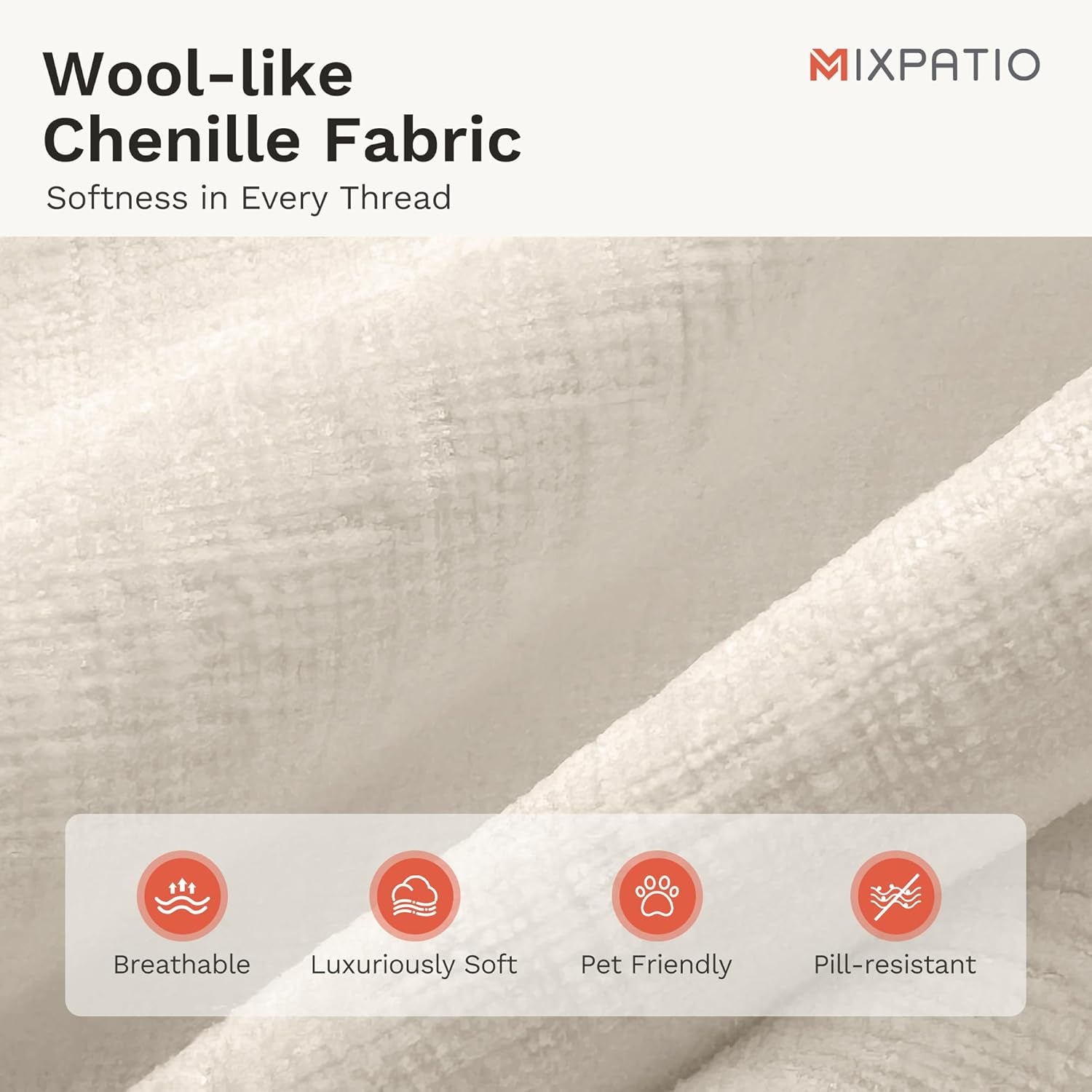 L-Shaped Cloud Modular Sofa Set with Chaise Lounge, 5-Piece Sectional & Deep Seat, Plush Chenille W/Removable Arms for Living Room - Beige