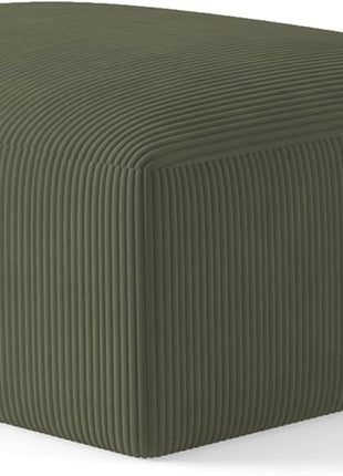 40-Inch Oversized Square Corduroy Ottoman Pouf - Plush Foam-Filled Footrest, Versatile Large Ottoman for Living Room, Sofa, Couch, and Bedroom, Green (Single Unit)