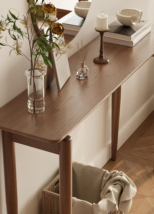 Walnut Wood Slim Console Table for Entryway and Living Room (47.2 inches)