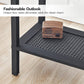 End Table, Small Side Table with 2-Tier Storage Shelves, Nightstand with Faux Rattan Decoration, for Living Room, Bedroom, Rustic Brown and Black BF91BZ01